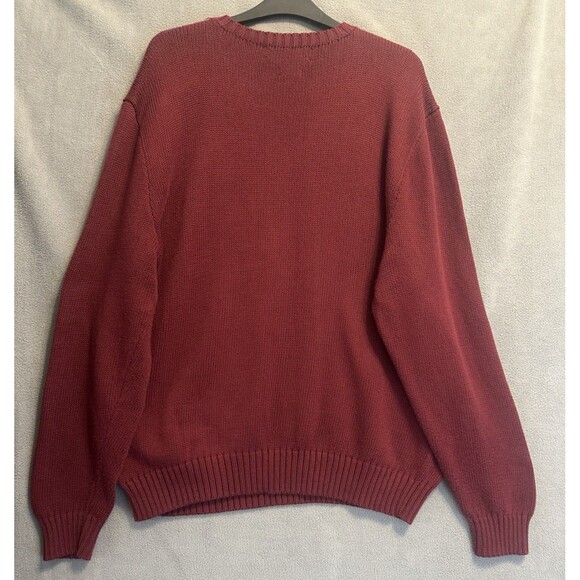 Polo Ralph Lauren V-Neck Sweater 100% Cotton Mens XL Burgundy Preppy Old Money - Picture 4 of 7